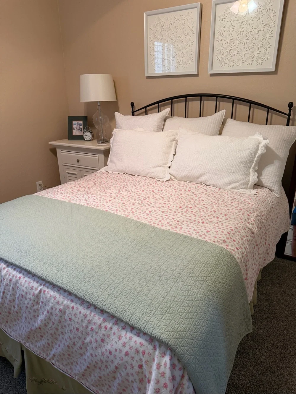 Pottery Barn White & Pink Floral Duvet Cover - Full/Queen